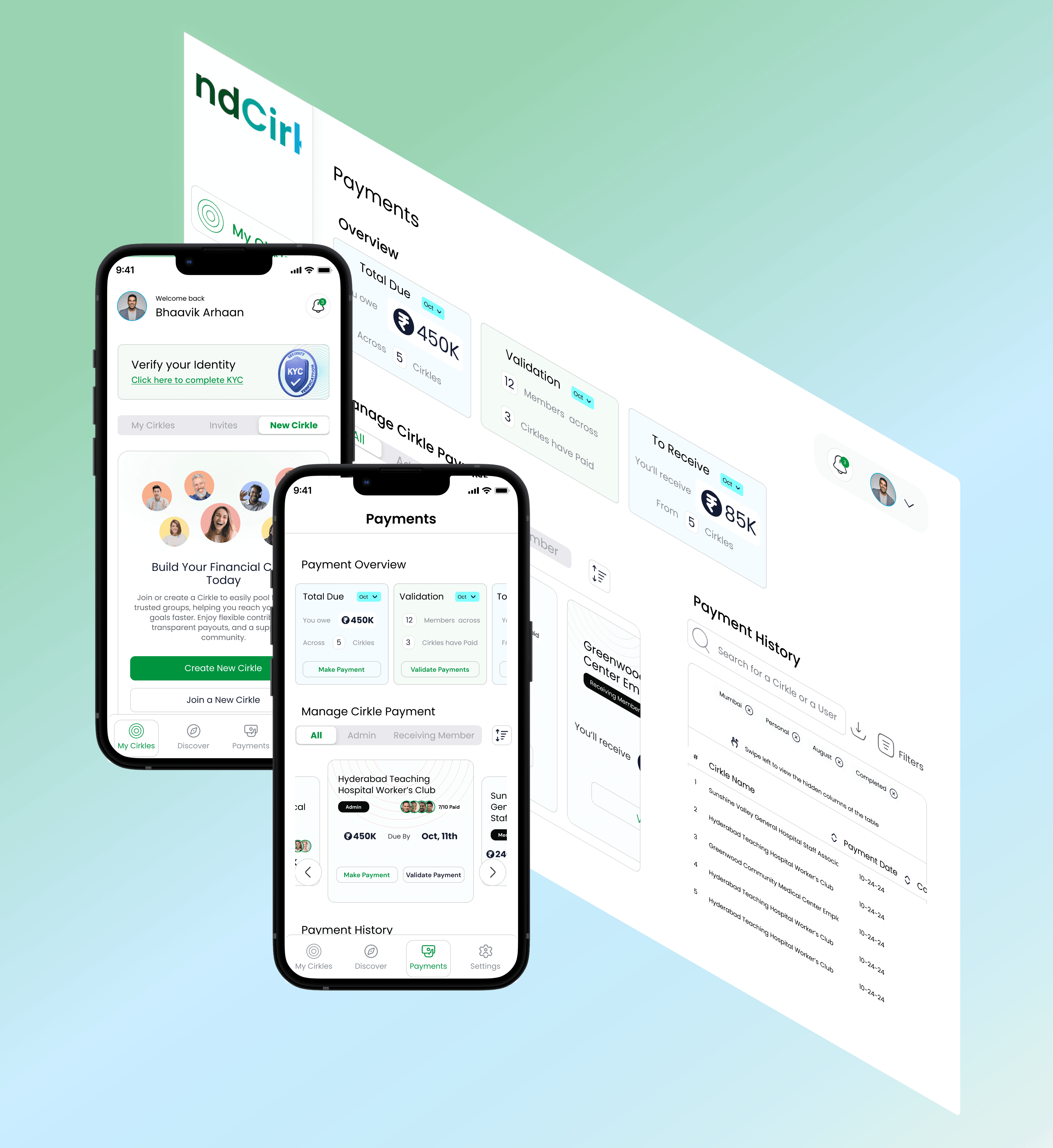 FundCirkle financial app dashboards