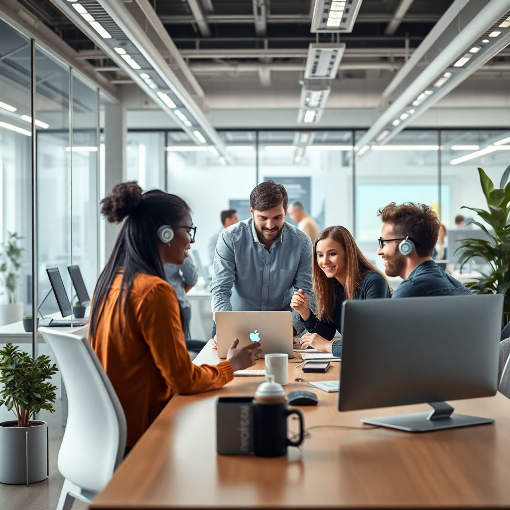 Diverse team collaborating